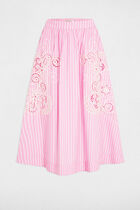 Flared long skirt pink women
