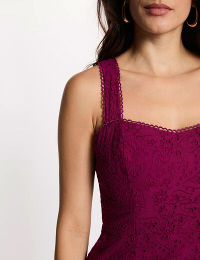 Embroidered lace sheath dress plum women
