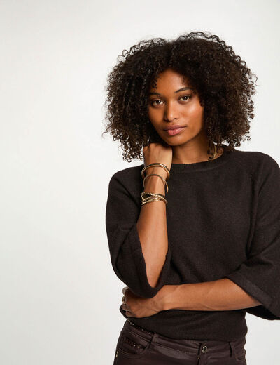 Jumper 3/4-length sleeves dark brown women