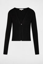Long-sleeved cardigan V-neck black women
