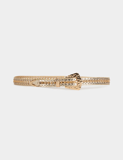 Braided belt and chain gold ladies'
