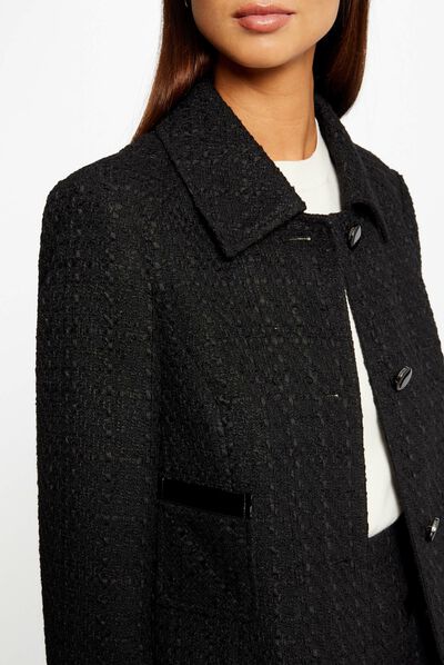 Long straight jacket with vinyl details black ladies'