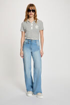 Striped top with polo collar white women