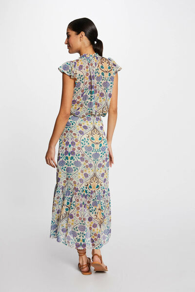 Short-sleeved blouse with vegetal print multico ladies'