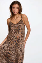 Robe midi droite imprimée multicolore femme