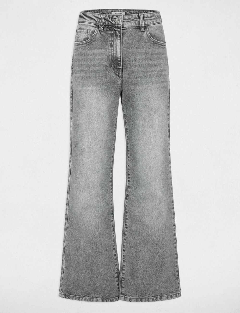 High-waisted wide-leg jeans denim snow grey women