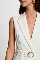 Sleeveless straight jacket with belt white women