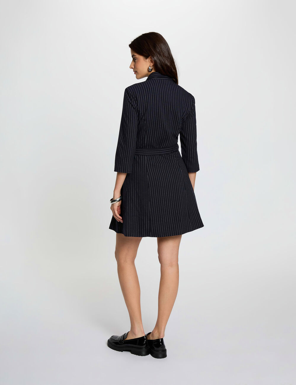 Fitted short dress navy blue women