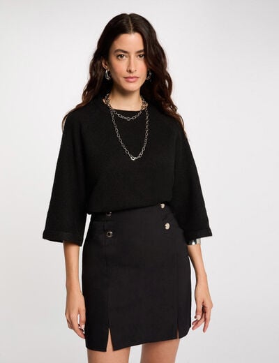 Mini skirt with buttons black women