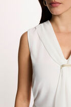 T-shirt with tie neck white women