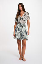Robe courte col v multicolore femme