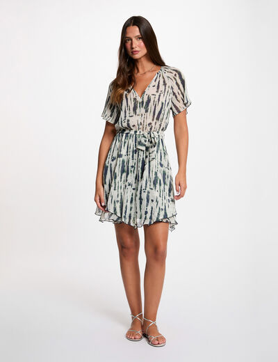 Short dress with V-neck multicolor women