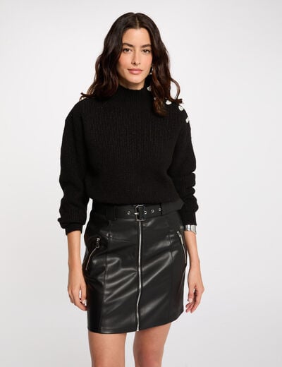 Faux leather mini skirt black women