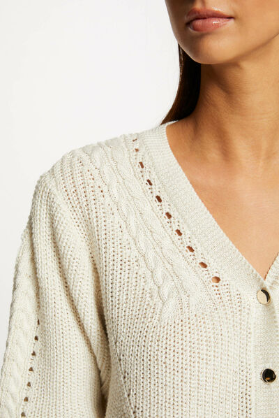 3/4-length sleeved cardigan beige ladies'