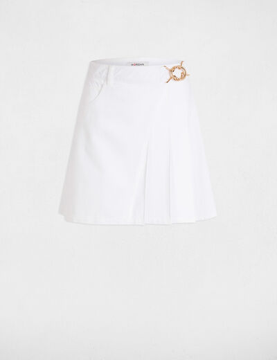 Pleated denim skirt white women