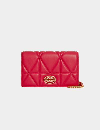 Quilted clutch bag with strap medium red ladies'