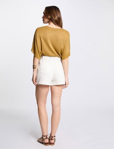 Jumper short sleeves mustard yellow women