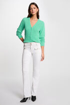 Long-sleeved cardigan openwork details mint green women