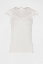 Short-sleeved t-shirt with lace ivory women