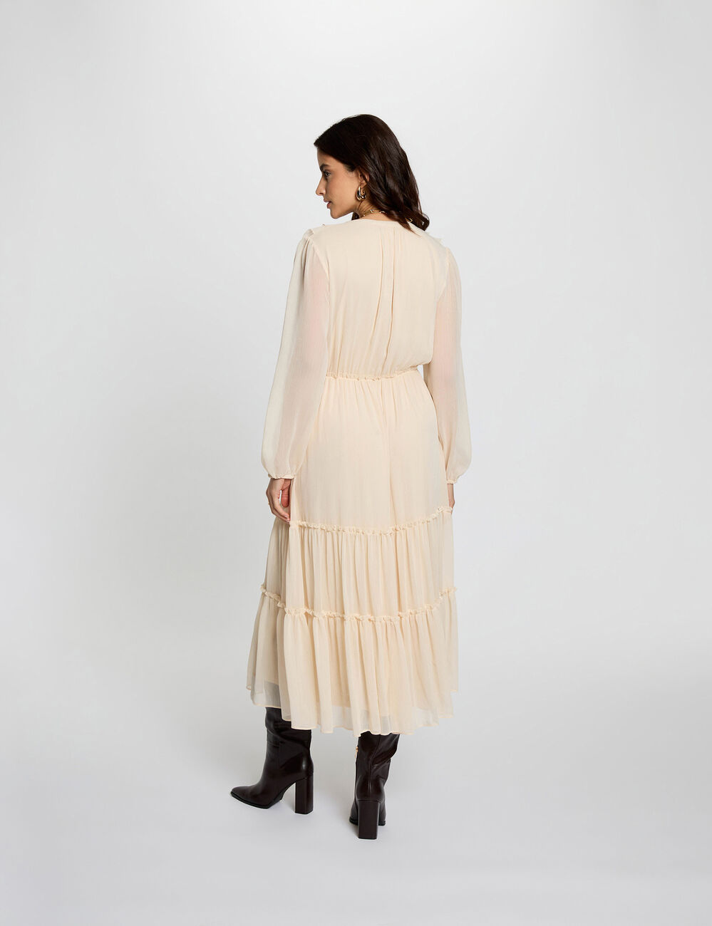 Robe longue fluide creme femme