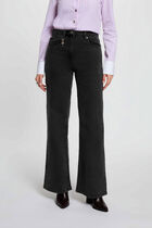 High-waisted wide-leg jeans black denim women