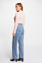 Pull manches longues maille duveteuse rose clair femme