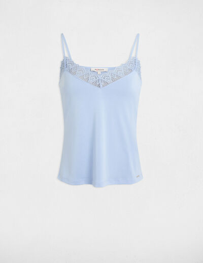 Vest top in lace sky blue women