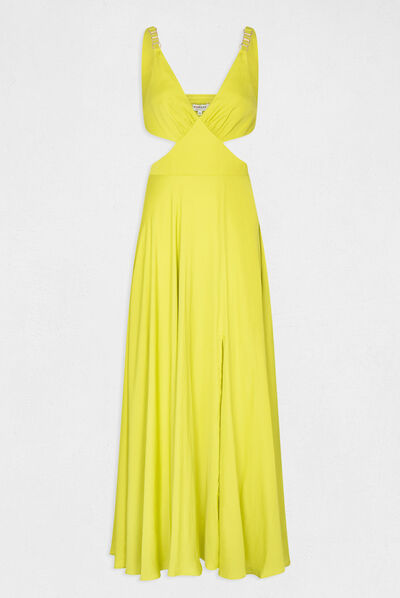 Maxi A-line dress with openings aniseed ladies'