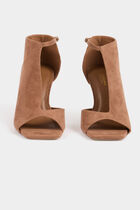 Sandales à talons demi-ouvertes marron femme