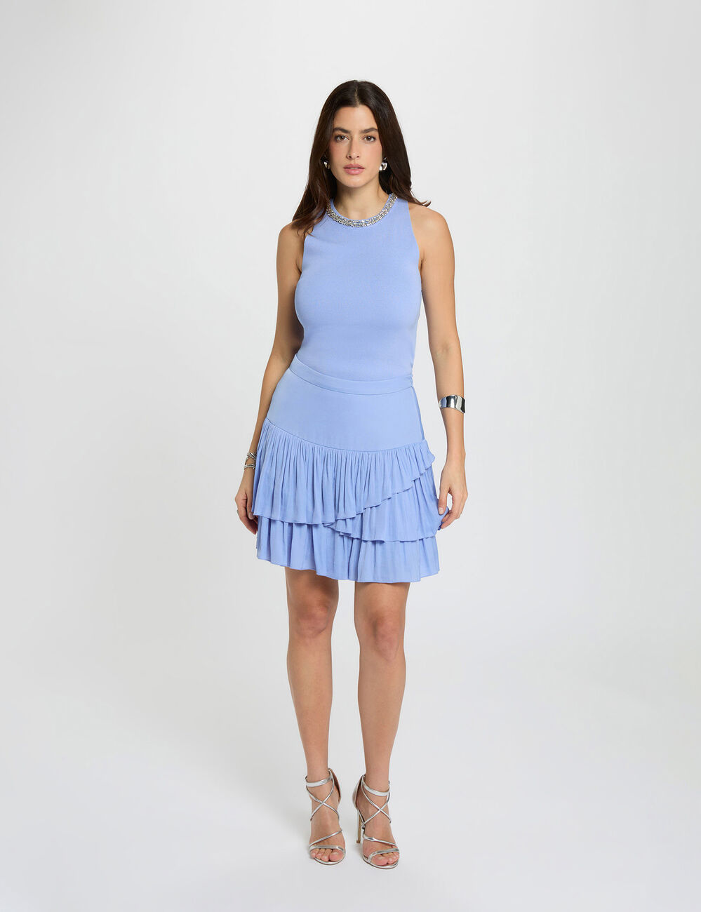 Fitted short skirt blue women