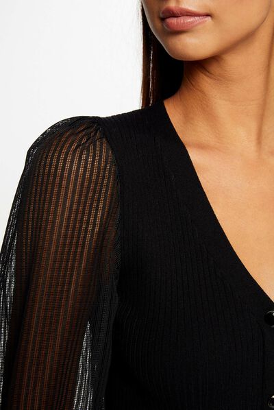 Jumper with laced long-sleeved black ladies'
