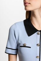 A-line short knitted dress sky blue women