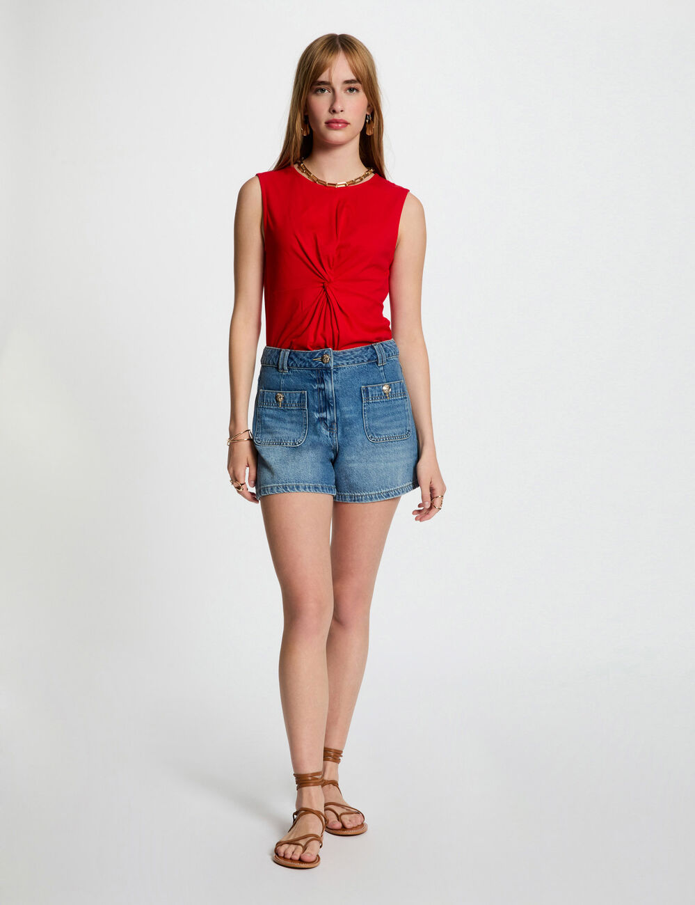Sleeveless t-shirt red women