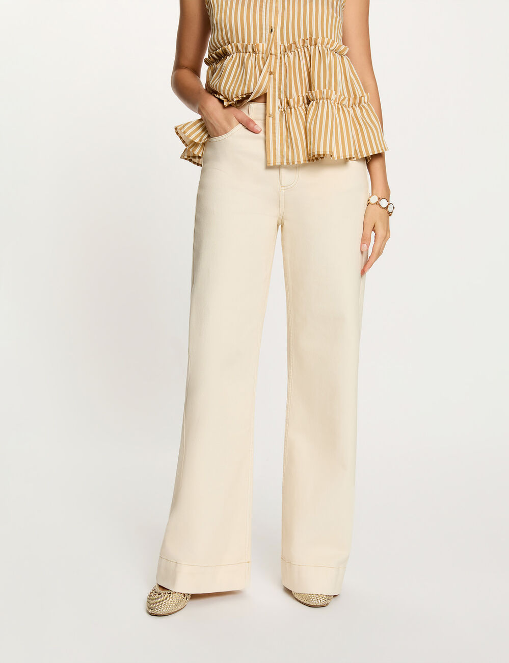 Wide-leg jeans beige women