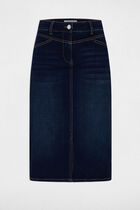 Knee-length denim skirt raw denim women