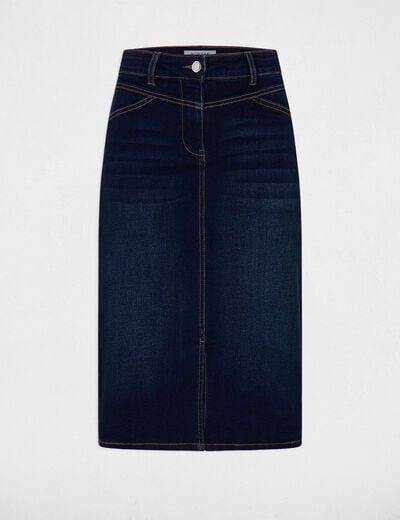 Knee-length denim skirt raw denim women