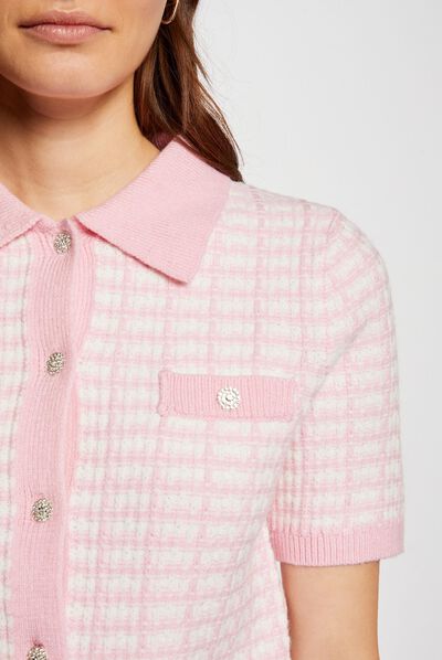 Jacquard cardigan medium pink ladies'
