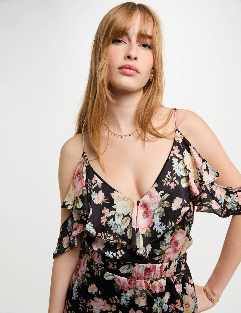 printed top with ruffles multicolor women Printed top with ruffles multicolor women