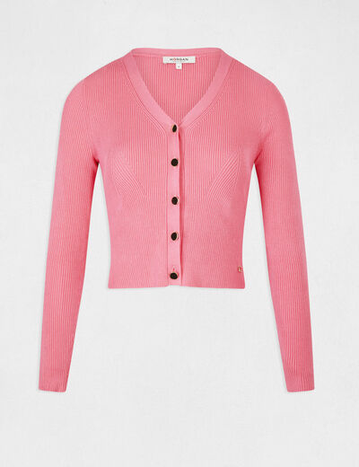Buttoned long-sleeved cardigan pink ladies'