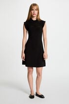 Robe tricot courte trapèze noir femme
