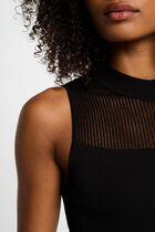 Top maille sans manches noir femme