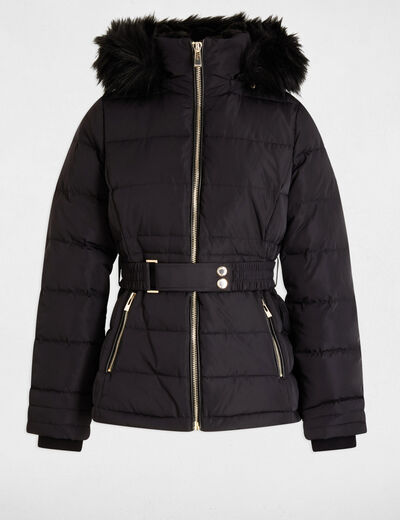 Hooded puffer jacket black women