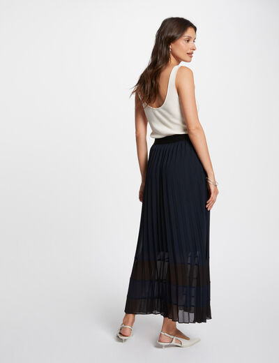 Maxi pleated A-line skirt navy ladies'