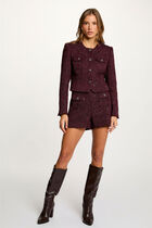 veste ajustee col rond prune femme plum women