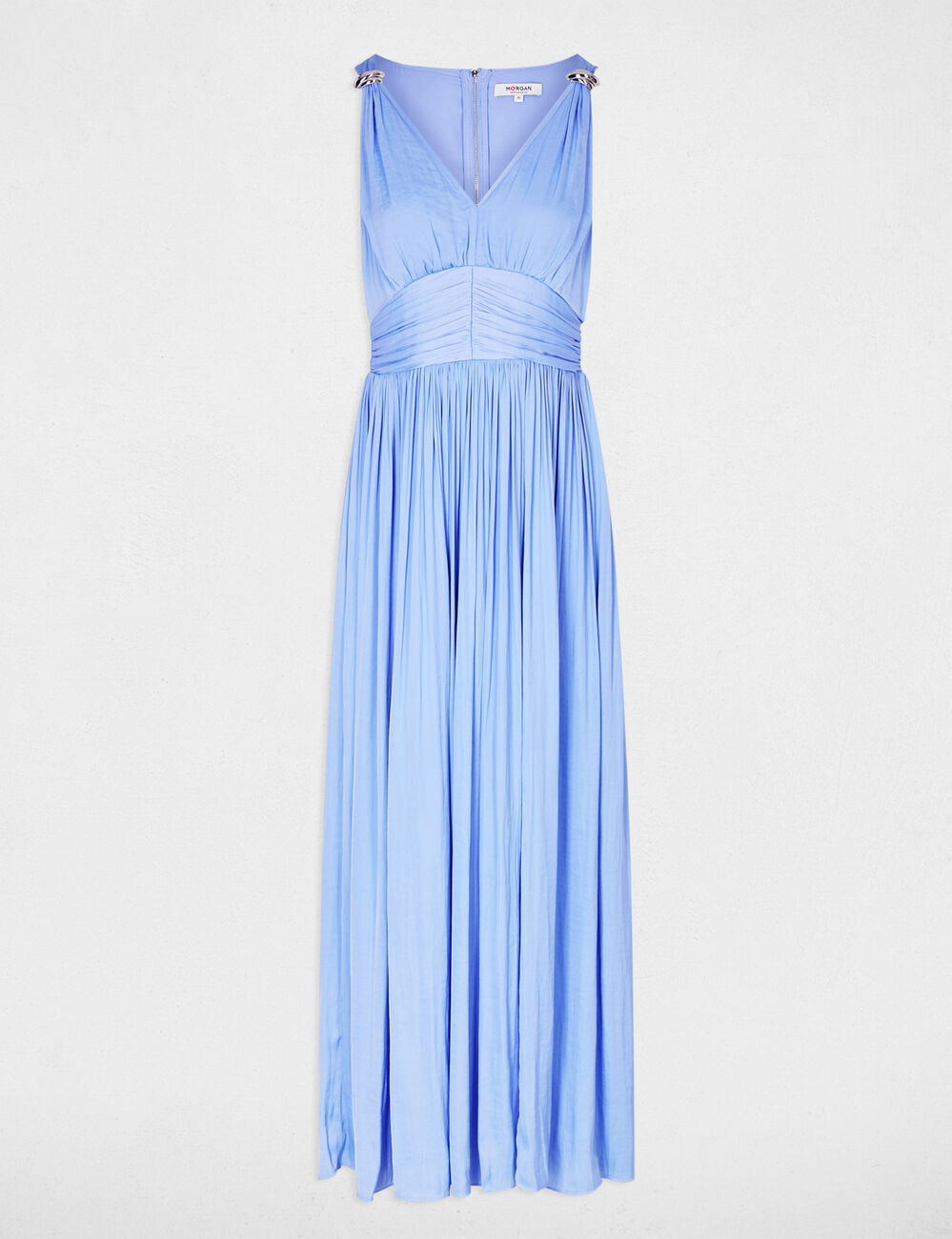 Long dress with v-neck blue women