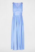 Long dress with v-neck blue women