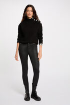 Slim trousers with wet effect black women