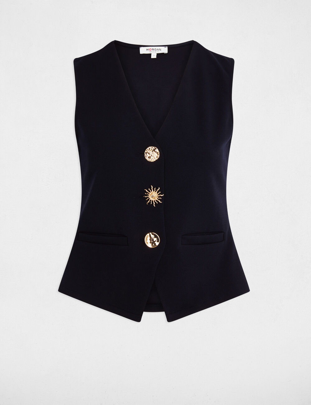 Sleeveless V-neck cardigan navy blue women