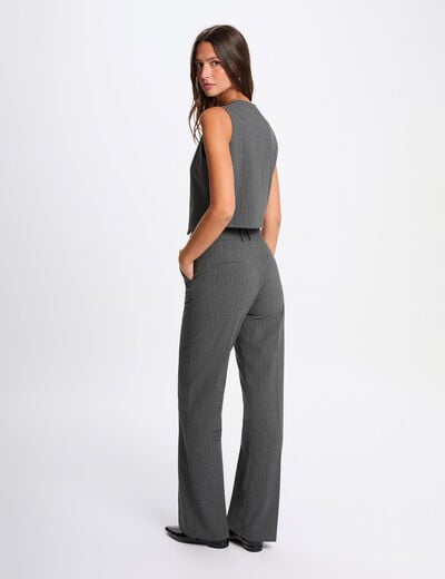 Striped sleeveless cardigan mid-grey women