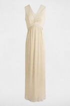 Robe longue droite jaune or femme